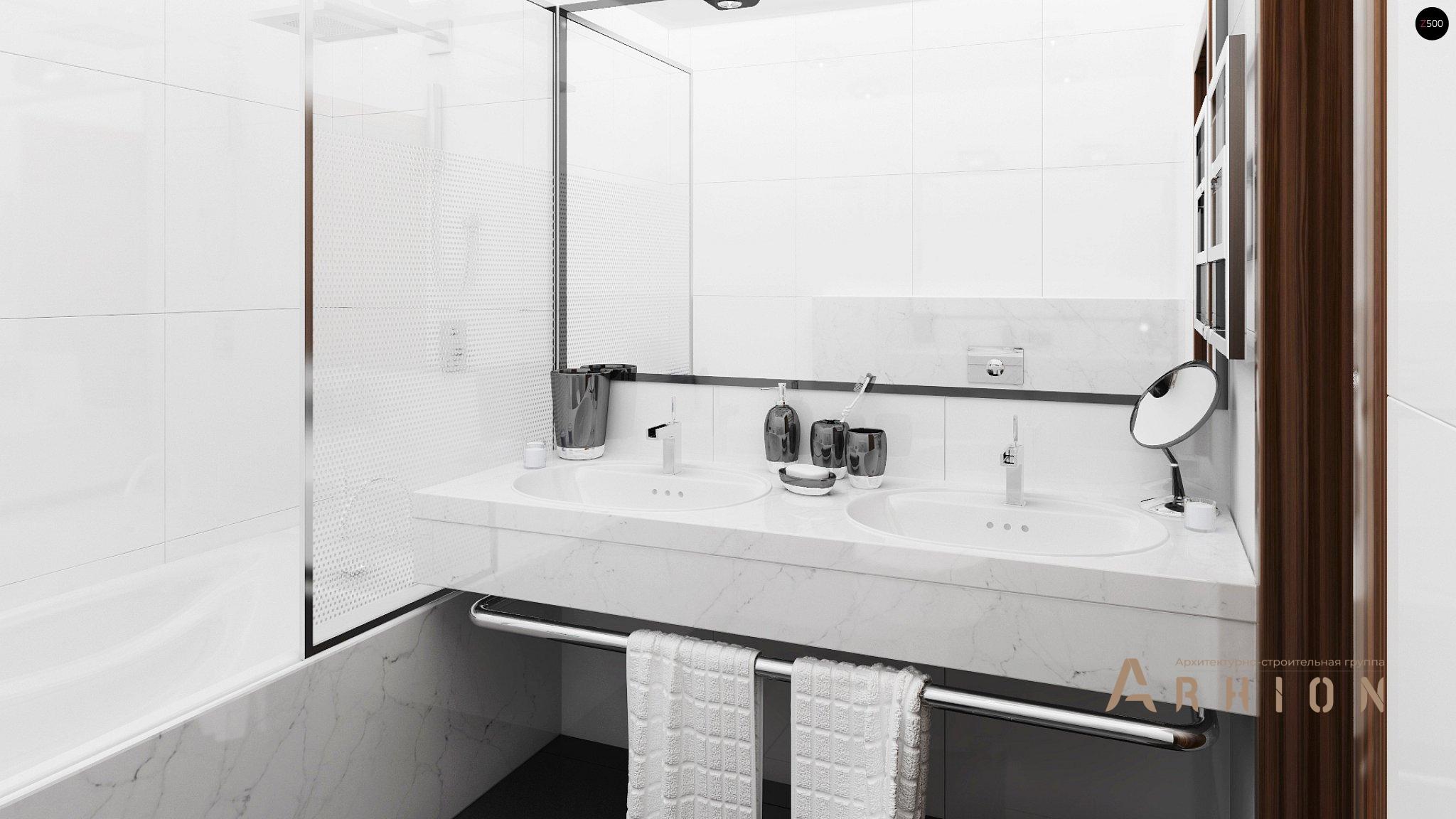 11. Проект одноэтажного дома в современном стиле с четырехскатной, Z123 ZBL, площадью - 157 кв c терассой, гаражом